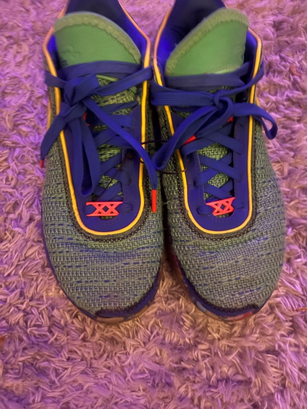 Green and Blue Athletic Sneakers - Lightweight Comfort LeBron 20 kaleidoscope